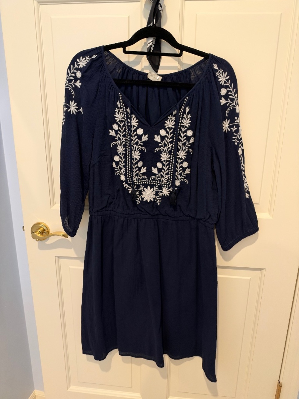 Talbots Petite Navy Embroidered Dress | XL Petite